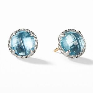 David Yurman Blue Topaz Cable Classic Stud Earrings